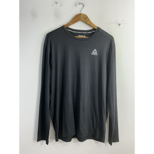 Men’s Rebok Long Sleeve Pullover T Shirt Large Black Crew Neck